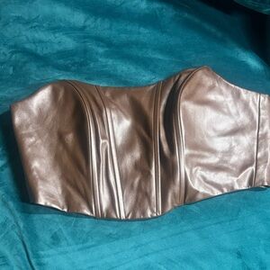 Eloquii Brown Leather Crop Top